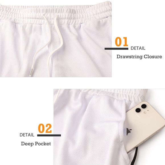3inch White Men's Athletic Shorts - Picture 6 of 8